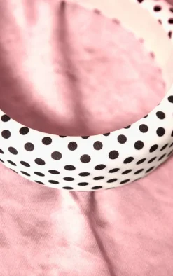 White Polka Dot Oversized Padded Headband