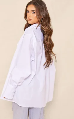 White Poplin Oversized Cuff Shirt