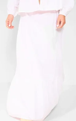 White Poplin Tiered Maxi Skirt