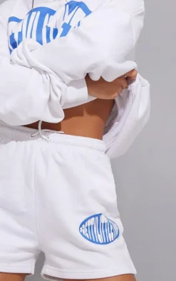 White Prettylittlething Printed Sweat Short