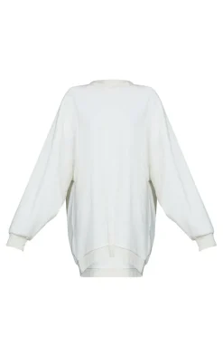 White Printed Graphic Oversized Sweat Dress