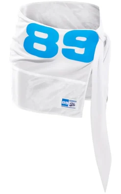 White Printed Split Tie Side Mini Skirt