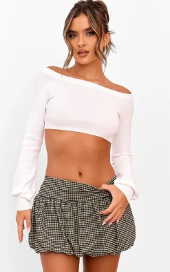 White Rib Knit Crop Top