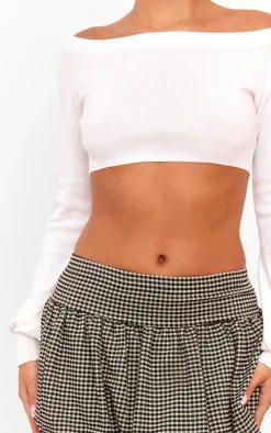 White Rib Knit Crop Top