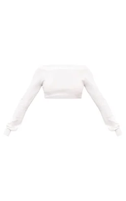 White Rib Knit Crop Top