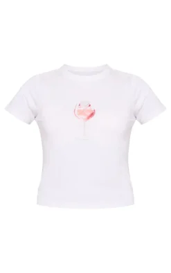 White Rose Graphic Fitted T Shirt