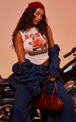 White Rose Graphic Vest Top