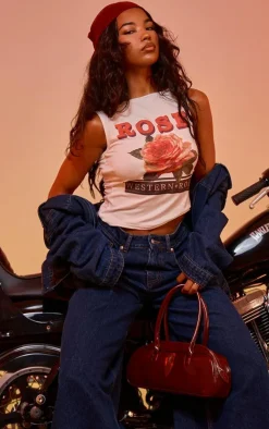 White Rose Graphic Vest Top