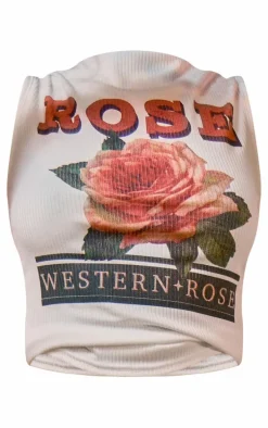 White Rose Graphic Vest Top