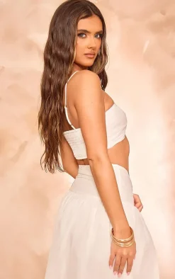 White Ruched Front Halterneck Bralette