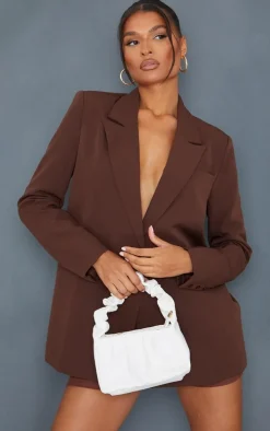 White Ruched Handle Small Grab Bag