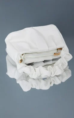 White Ruched Handle Small Grab Bag