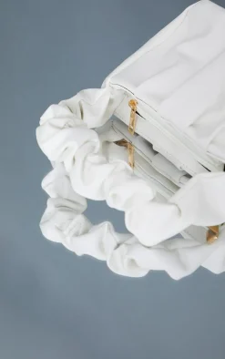 White Ruched Handle Small Grab Bag