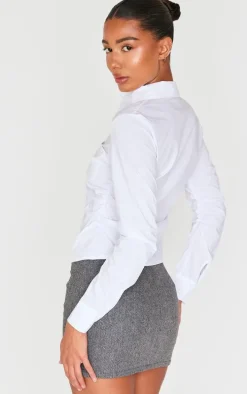 White Ruched Side Shirt