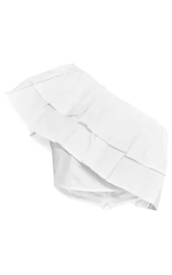 White Ruffle One Shoulder Crop