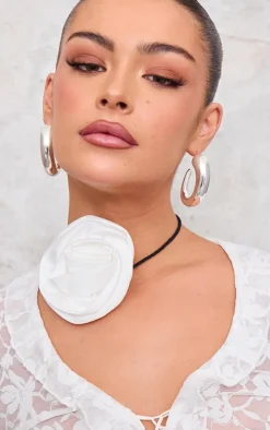 White Satin Ruffle Corsage