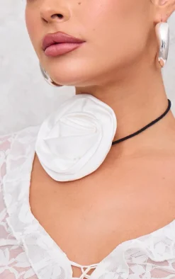 White Satin Ruffle Corsage