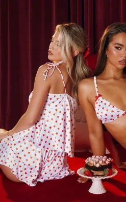 White Satin Tie Detail Ruched Pajama Short Set