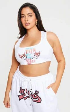 White Scoop Neck Sleeveless Crop