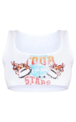 White Scoop Neck Sleeveless Crop