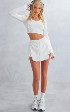 White Sculpt Cut Out Padded Gym Crop Top