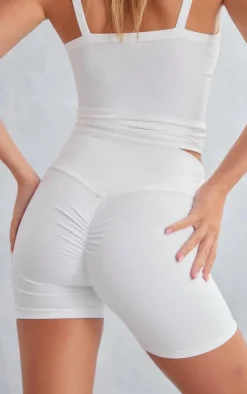 White Sculpt Ruched Bum Gym Shorts