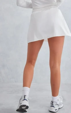White Sculpt Toggle Waist Split Front Gym Skort