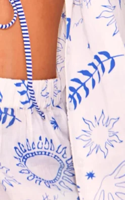 White Sea Print Beach Shorts