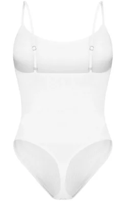 White Seamless Rib Lingerie Bodysuit