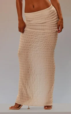White Seersucker Textured Maxi Skirt