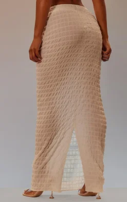 White Seersucker Textured Maxi Skirt