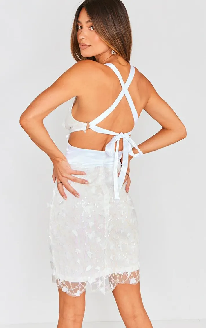 White Sequin Halter Bodycon Dress