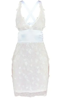 White Sequin Halter Bodycon Dress