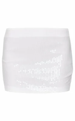 White Sequin Mini Skirt