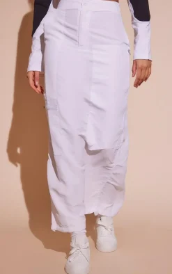 White Shell Double Zip Midaxi Skirt