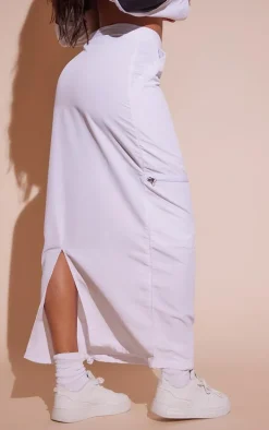 White Shell Double Zip Midaxi Skirt