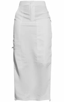 White Shell Double Zip Midaxi Skirt