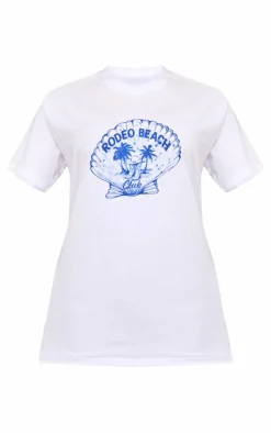 White Shell Rodeo Beach Graphic Oversized Tee