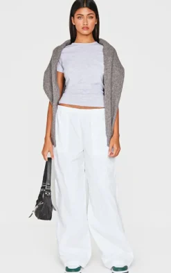 White Shell Wide Leg Pants