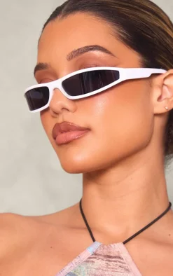 White Slim Sporty Visor Sunglasses