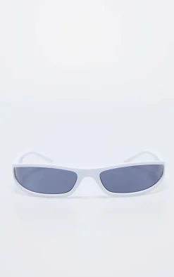 White Slim Sporty Visor Sunglasses