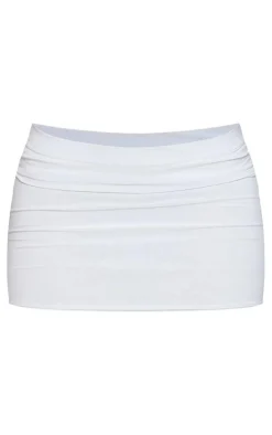 White Slinky Basic Low Rise Extreme Micro Mini Skirt