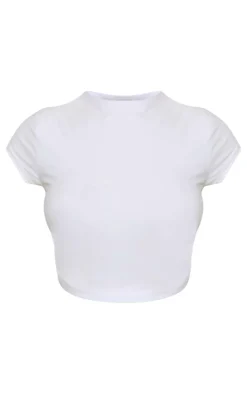 White Slinky Ruched Detail Crop Top