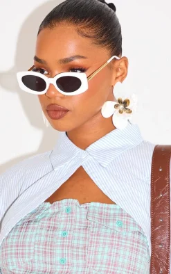 White Smokey Rectangular Frame Sunglasses