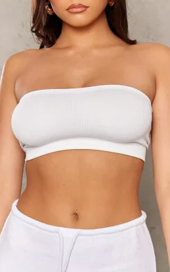 White Snatched Rib Bandeau