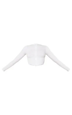 White Snatched Rib Double Zip Top