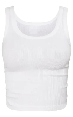 White Snatched Rib Scoop Vest