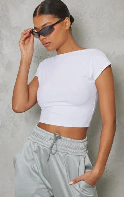 White Soft Rib Backless Top