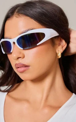 White Sporty Visor Sunglasses