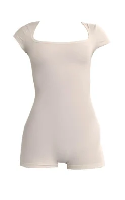 White Square Neck Snatched Sculpt Unitard